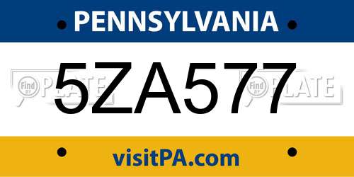 5ZA577 Pennsylvania License Plate