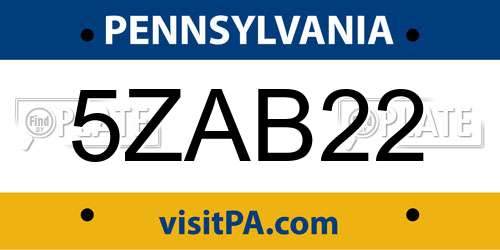 5ZAB22 Pennsylvania License Plate