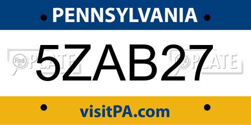 5ZAB27 Pennsylvania License Plate