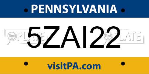 5ZAI22 Pennsylvania License Plate