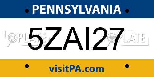 5ZAI27 Pennsylvania License Plate