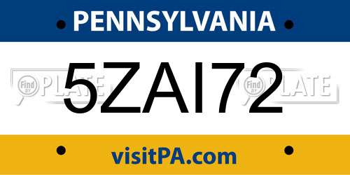 5ZAI72 Pennsylvania License Plate