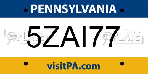 5ZAI77 Pennsylvania License Plate