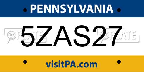 5ZAS27 Pennsylvania License Plate