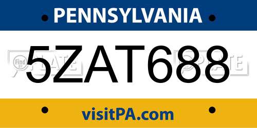 5ZAT688 Pennsylvania License Plate