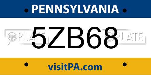 5ZB68 Pennsylvania License Plate