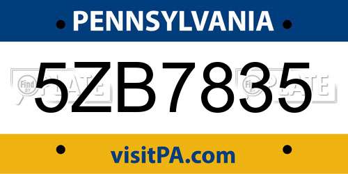 5ZB7835 Pennsylvania License Plate