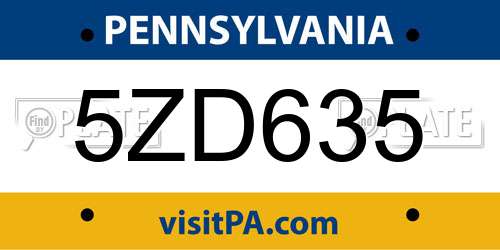 5ZD635 Pennsylvania License Plate