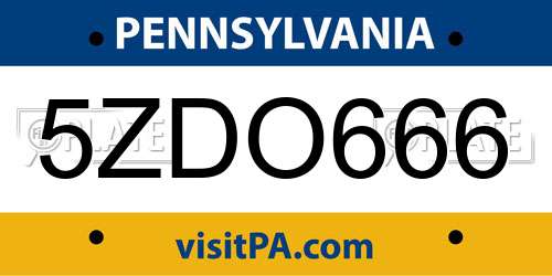 5ZDO666 Pennsylvania License Plate