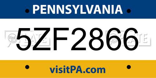 5ZF2866 Pennsylvania License Plate