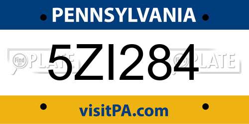 5ZI284 Pennsylvania License Plate