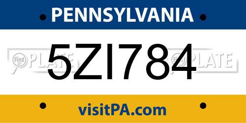 5ZI784 Pennsylvania License Plate