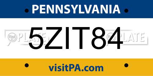 5ZIT84 Pennsylvania License Plate