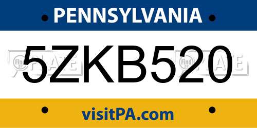 5ZKB520 Pennsylvania License Plate