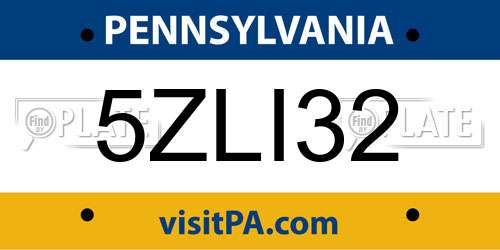 5ZLI32 Pennsylvania License Plate