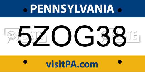 5ZOG38 Pennsylvania License Plate