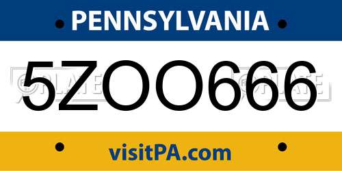 5ZOO666 Pennsylvania License Plate