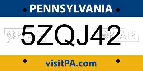 5ZQJ42 Pennsylvania License Plate