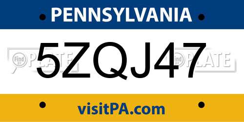 5ZQJ47 Pennsylvania License Plate
