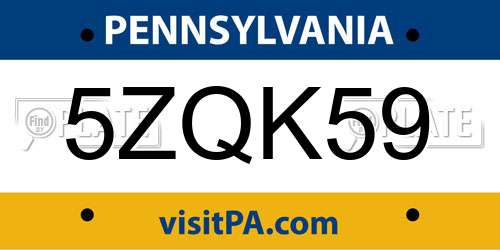 5ZQK59 Pennsylvania License Plate
