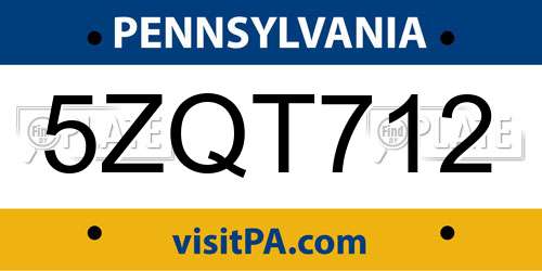 5ZQT712 Pennsylvania License Plate