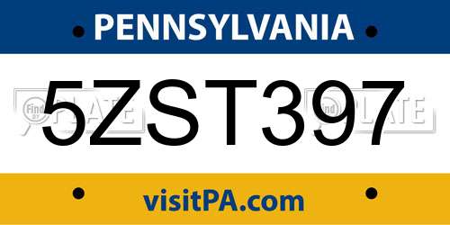 5ZST397 Pennsylvania License Plate