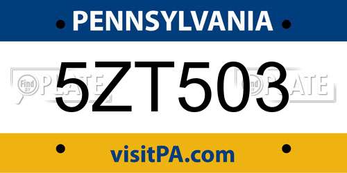 5ZT503 Pennsylvania License Plate