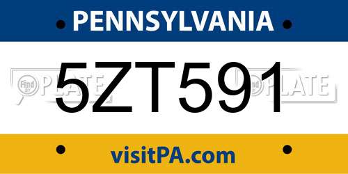 5ZT591 Pennsylvania License Plate