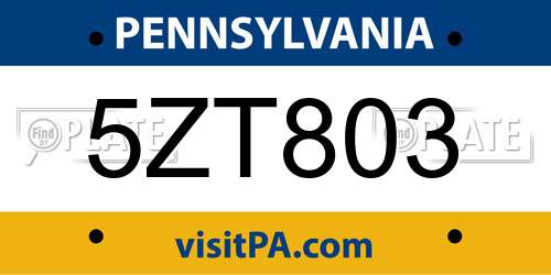 5ZT803 Pennsylvania License Plate
