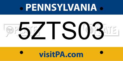 5ZTS03 Pennsylvania License Plate
