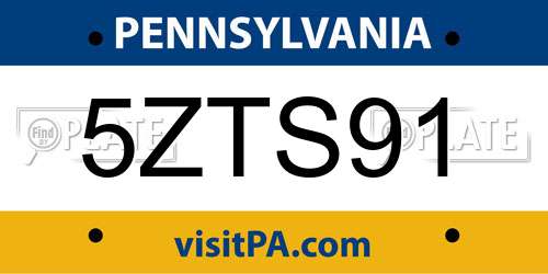 5ZTS91 Pennsylvania License Plate