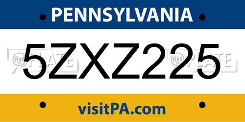 5ZXZ225 Pennsylvania License Plate