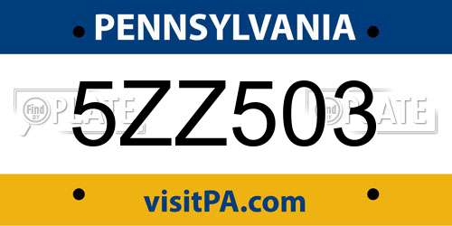 5ZZ503 Pennsylvania License Plate