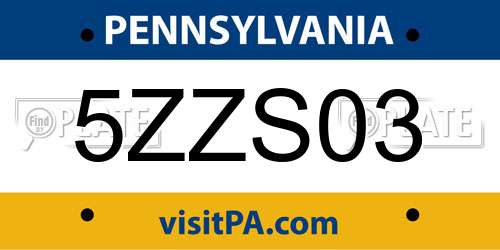 5ZZS03 Pennsylvania License Plate
