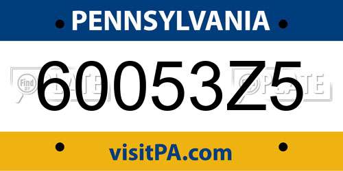 60053Z5 Pennsylvania License Plate