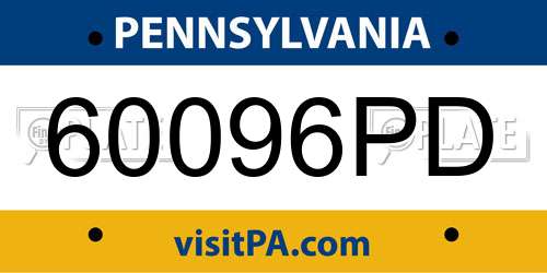 60096PD Pennsylvania License Plate