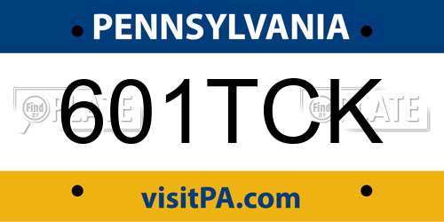 601TCK Pennsylvania License Plate