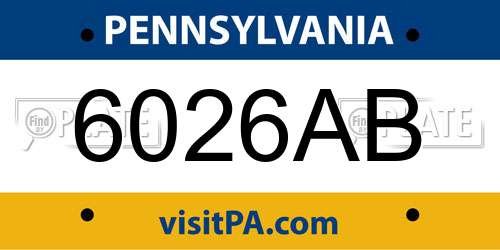 6026AB Pennsylvania License Plate