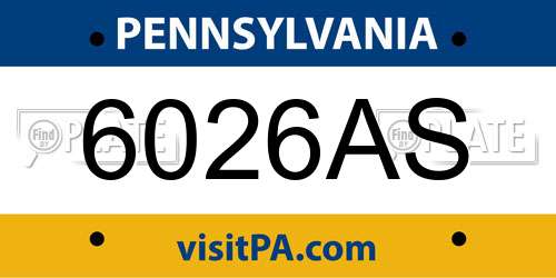 6026AS Pennsylvania License Plate