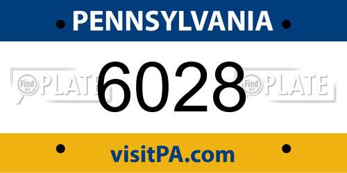 6028 Pennsylvania License Plate