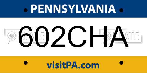 602CHA Pennsylvania License Plate