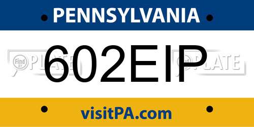 602EIP Pennsylvania License Plate