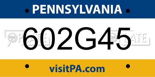 602G45 Pennsylvania License Plate