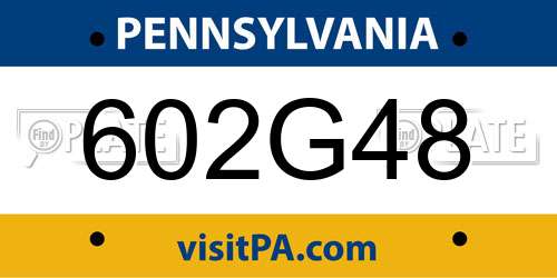 602G48 Pennsylvania License Plate