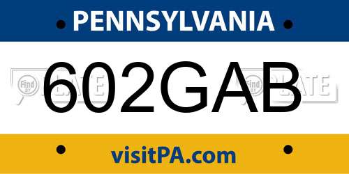 602GAB Pennsylvania License Plate