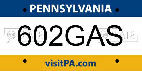 602GAS Pennsylvania License Plate