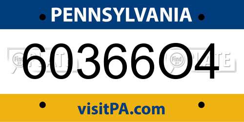 60366O4 Pennsylvania License Plate