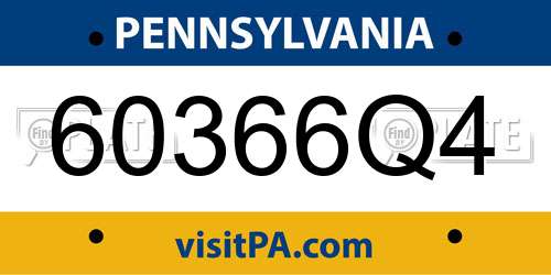 60366Q4 Pennsylvania License Plate