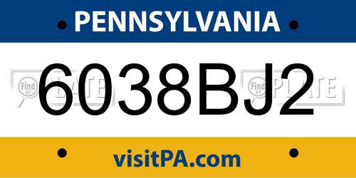 6038BJ2 Pennsylvania License Plate