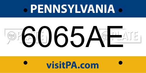 6065AE Pennsylvania License Plate